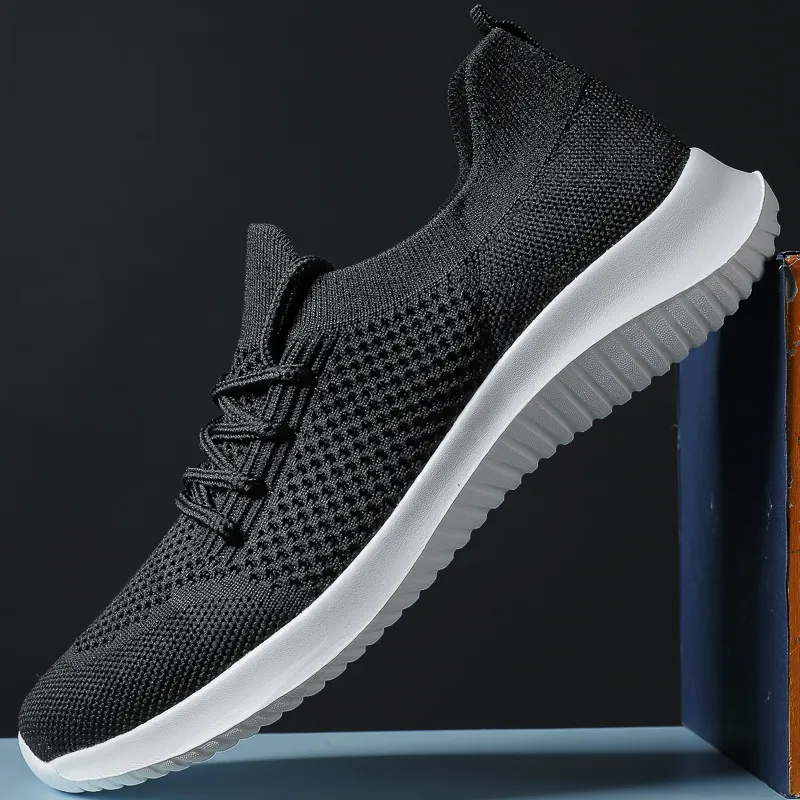 Women's Flying Shoes Lightweight Breathable Sneakers Mesh Socks Shoes - Black