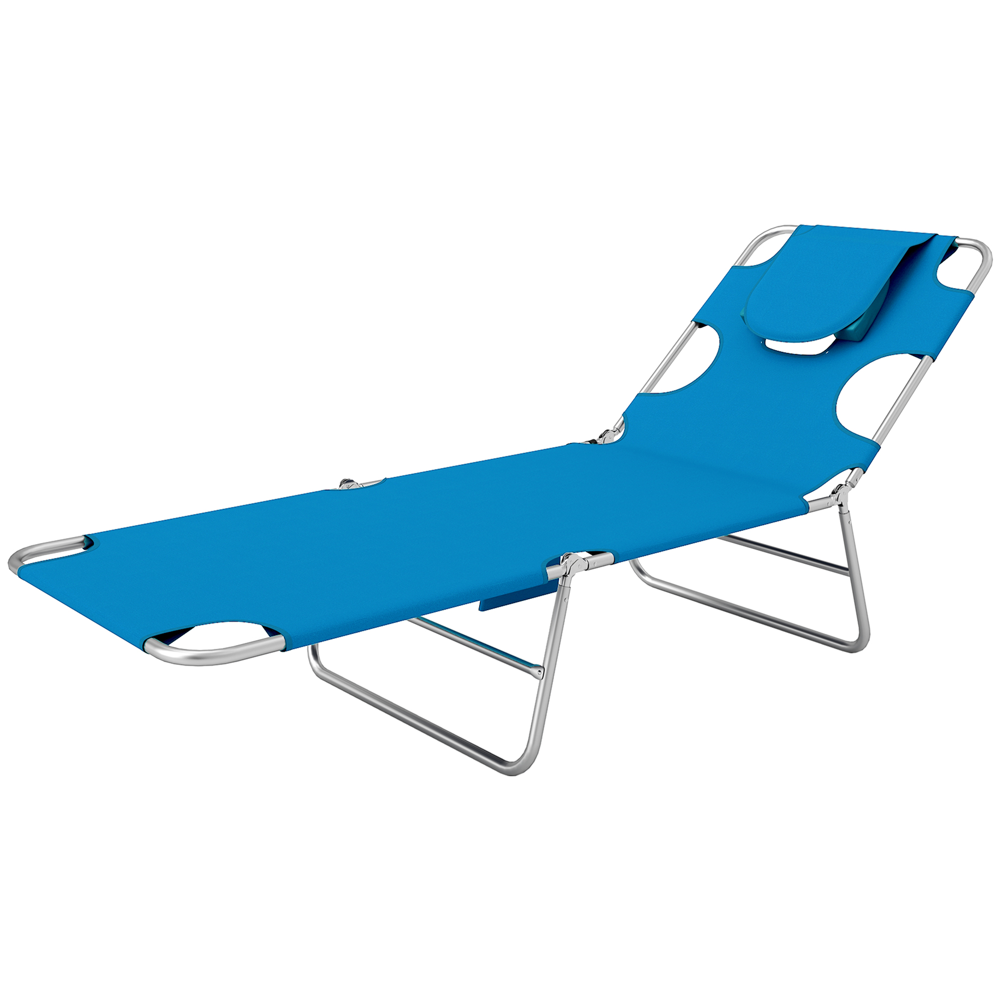 Folding Outdoor Chaise Lounge Sun Tanning Chair With Face Cavity, Pillow, 5 level Adjustable For Beach, Pool, Light Blue Light Blue - Shop at LoveMi