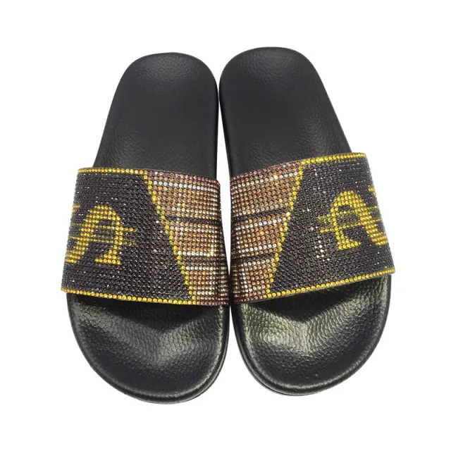 Daily Outer Wear Sandals Fashion Color Diamond Dollar Shoes Bag Women's Slippers Black - Shop at LoveMi