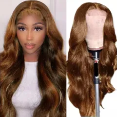 Long Curly Hair Light Blonde Big Waves African Women's Lace Wig - Brown - View 1