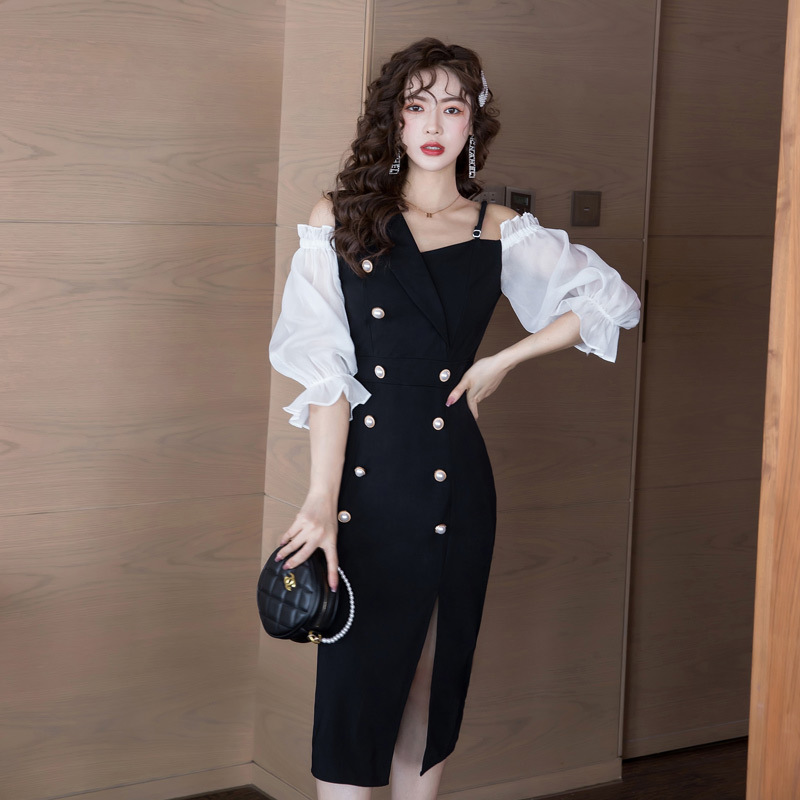 Temperament Ladies Women's Sling Sexy Slim One Step Skirt With Split Buttocks