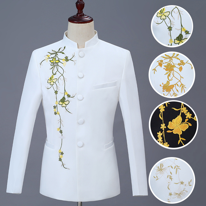 Men's Chorus Tunic Gold Embroidered Stand Collar