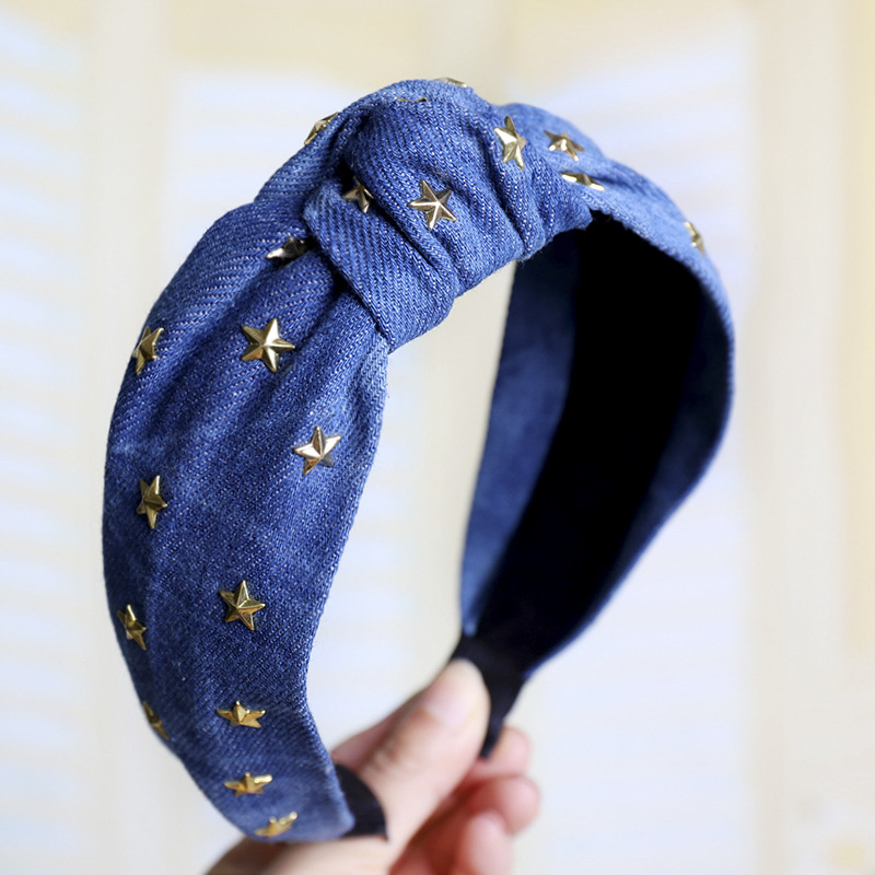 Title 12, Denim art hot diamond star knotted headband