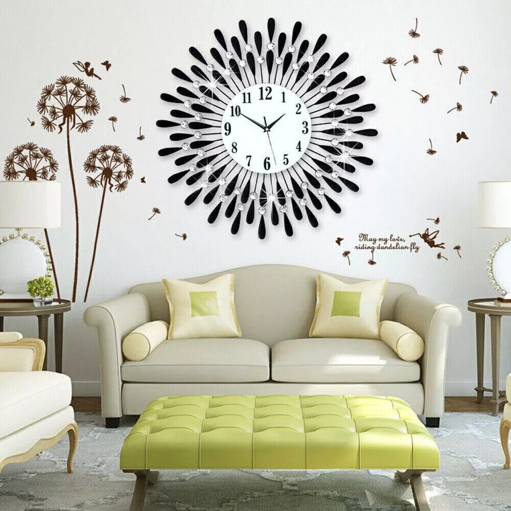 38CM Diamante Beaded Crystals Quartz Jeweled Wall Clock Home Decor Living Room — image 5