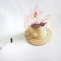 Cat Hat Bamboo Dragonfly Go Out Shade Photo Props Grass Hat - Cherry Blossom Windmill Cap - View 1