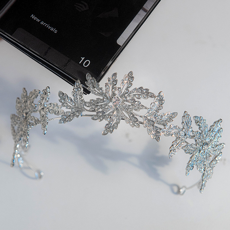 Alloy Bridal Crown Flower Leaf Hair Band
