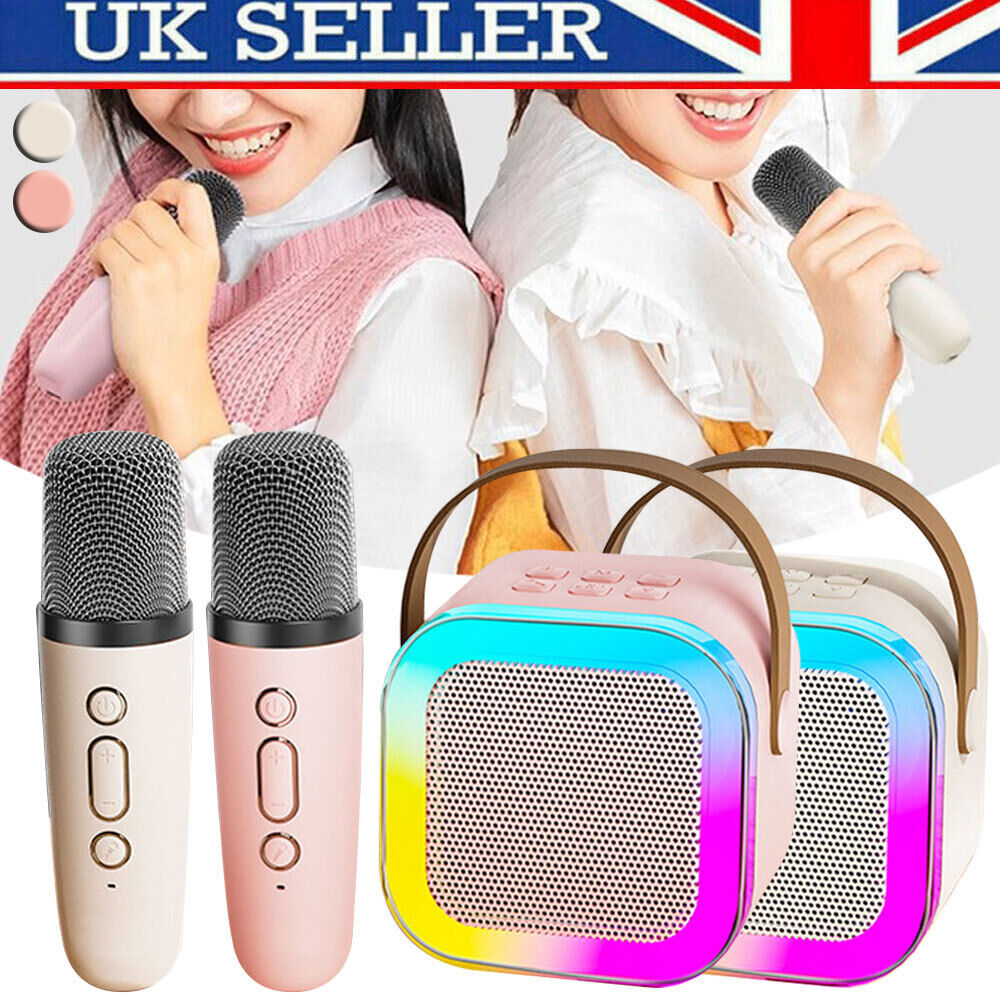 Portable Kids Mini Karaoke Machine Bluetooth Speaker With 2 Wireless Microphones For Boys Girls Home Party Birthday Gifts