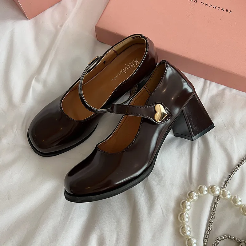 Women's Fashion Vintage Mary Jane Shoes - Brown
