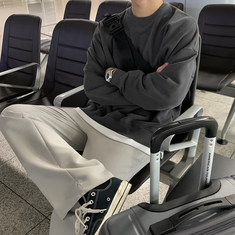 Hoodie Men's Spring And Autumn Round Neck Long Sleeve Ins Trend High Street Loose Pullover Coat