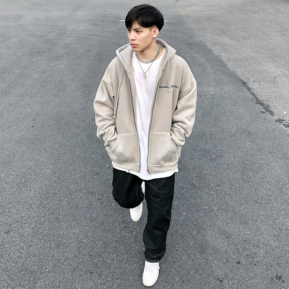 Street Loose Men's And Women's Winter Fleece Zipper Cardigan Jacket