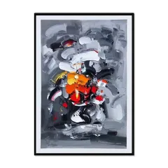 Large Graffiti Abstract Grey Handmade Oil Painting On Canvas Art Modern Acrylic Wall Decor For Home Living Room Artwork - Without Inner Frame - View 1