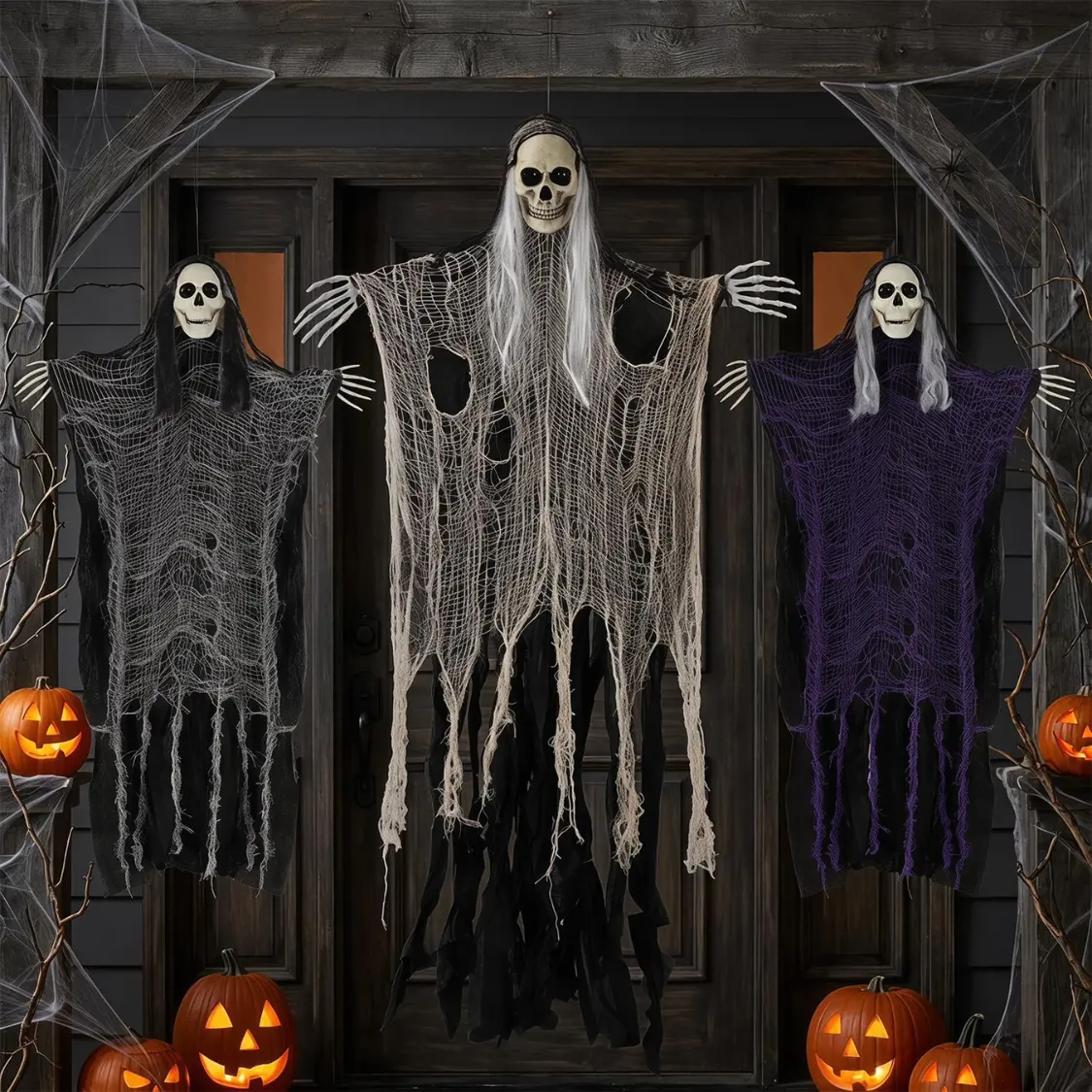 Scary Hanging Ghosts, Halloween Grim Reaper Skeleton