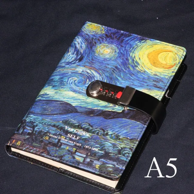 Locked Diary Password Book Creative Notes Thickened Van Gogh Starry Sky - Shop at LoveMi
