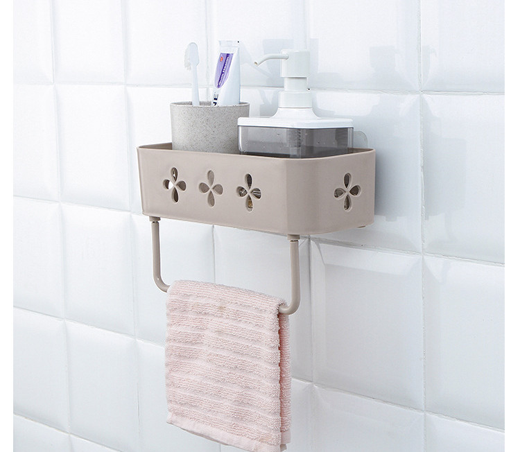 Kitchen Plastic Wall Hanging Toilet Washroom Sundries Storage Rack