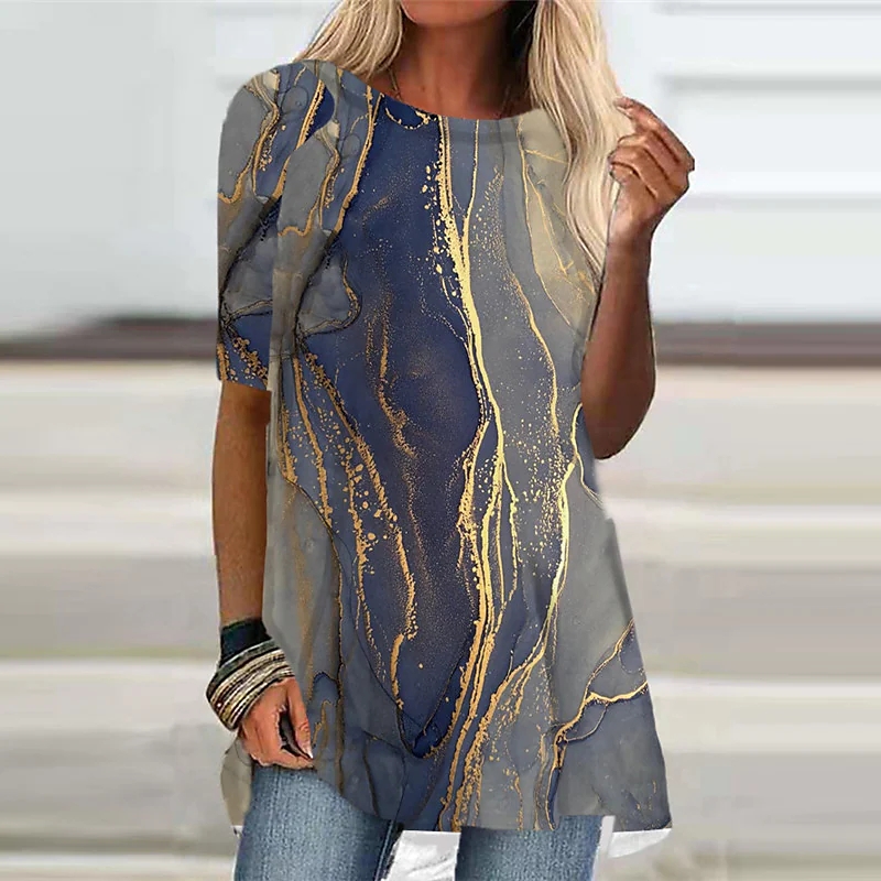 Round Neck Casual Ethnic Vintage Print Short Sleeve T-Shirt