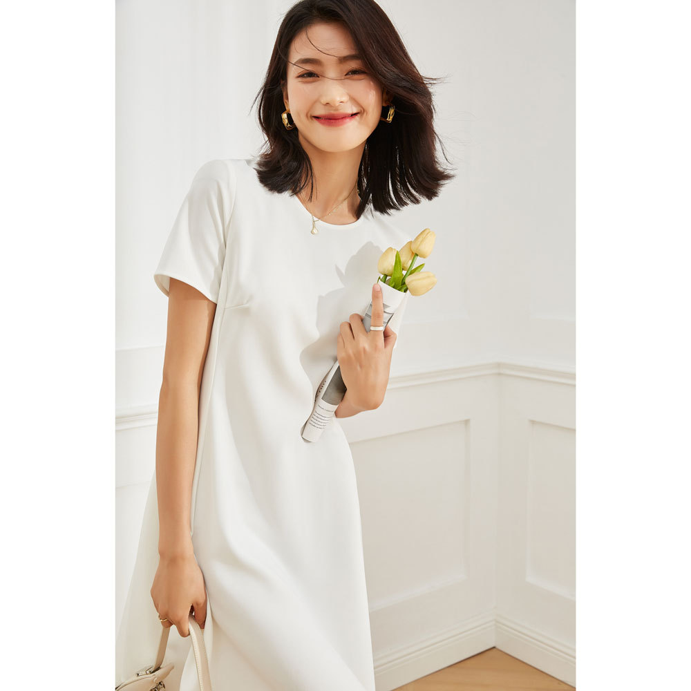 Slim Small Short Sleeve A Line Mid Length Dress