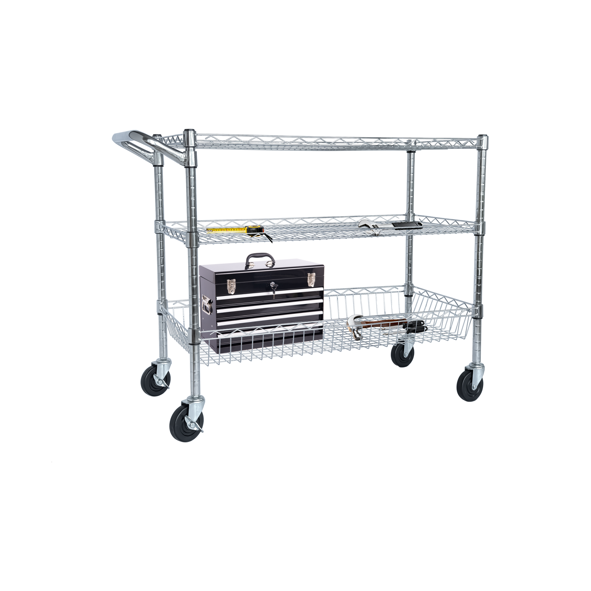 Heavy Duty Rolling Utility Cart,3 Tier Rolling Carts With Wheels,with Handle... 9