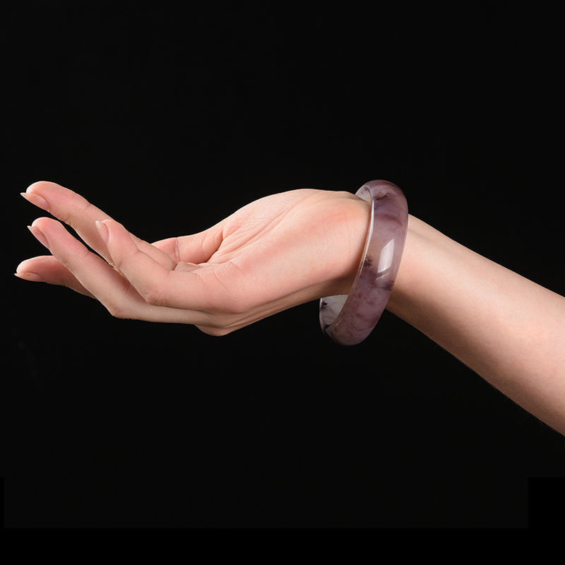 Title 2, Hetian Gold Silk Jade Bracelet Violet Natural G...