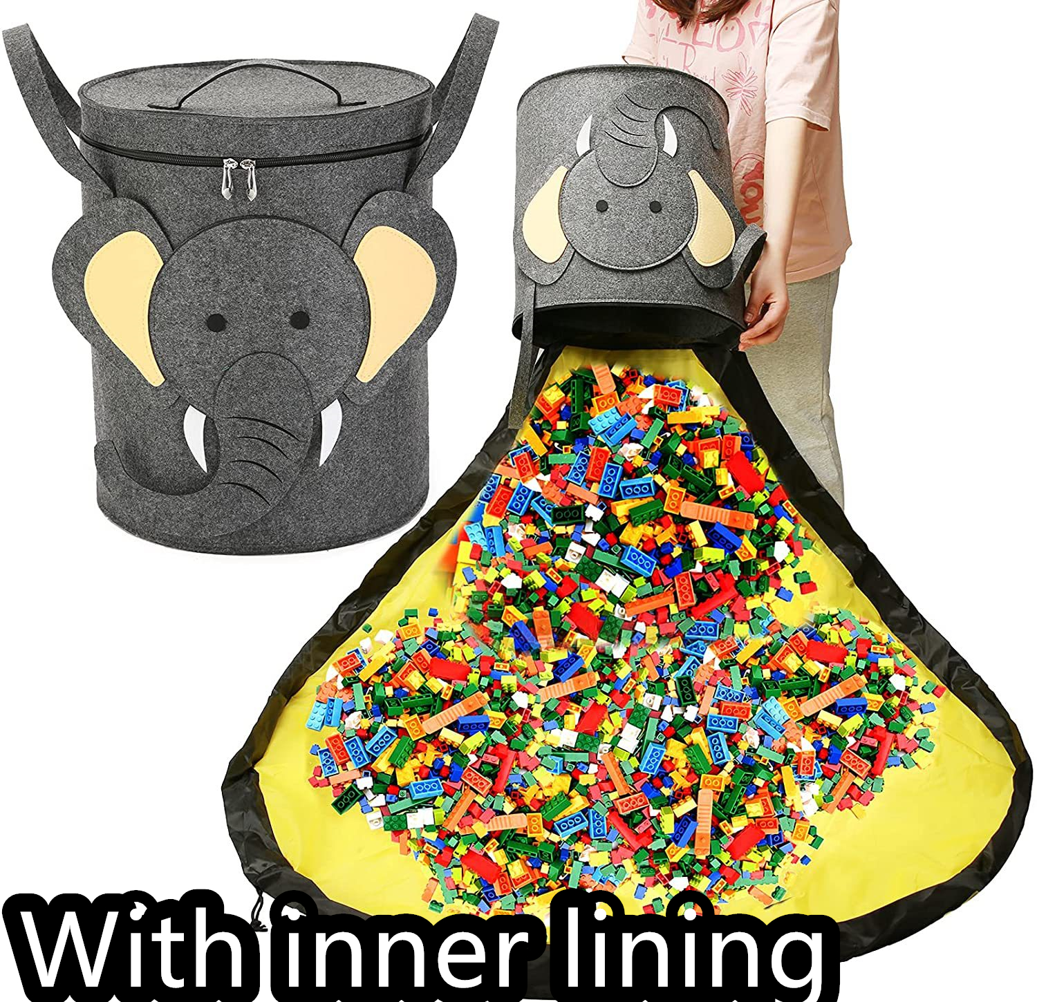 Felt Storage Bag Toy Play Mat 2 In 1 Pull Rope — foto 35