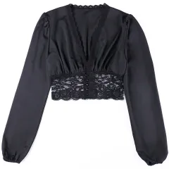 Women's Fashion Solid Colour Chiffon Shirt Women - Black - View 1
