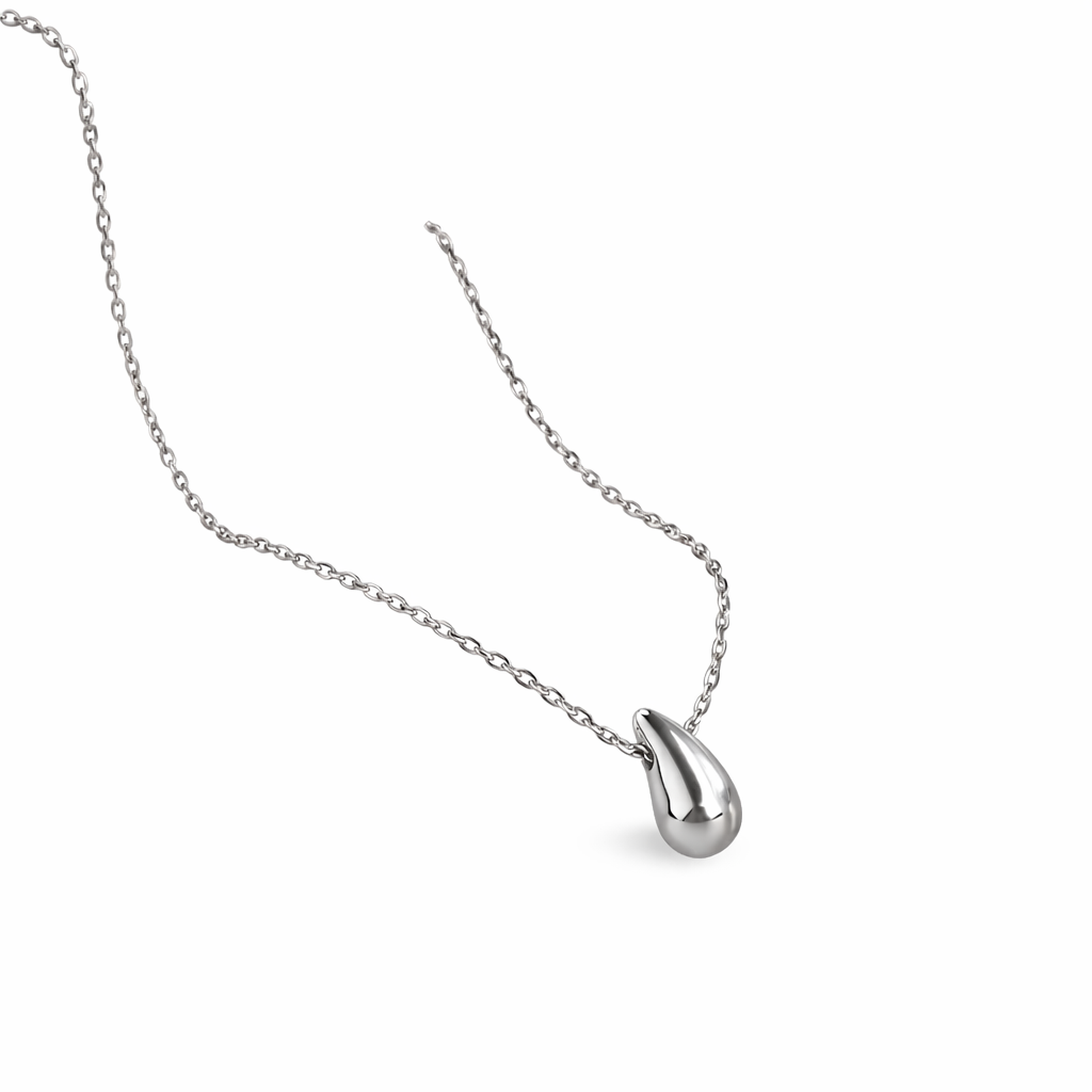 Stainless Steel Silver Teardrop Necklace For Women