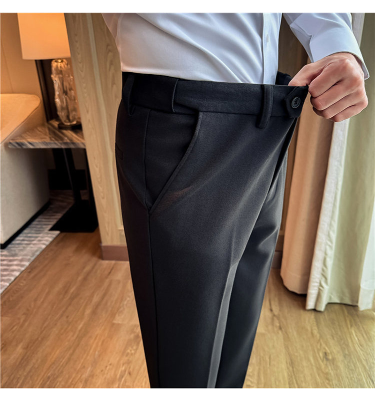 Men's Invisible Elastic Waist Thickened Warm Wool Trousers