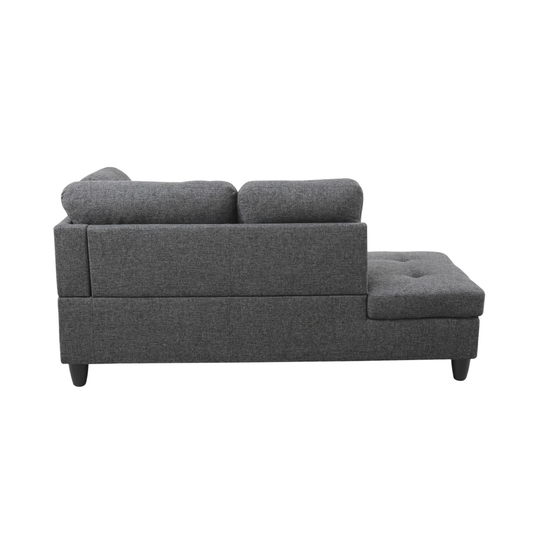 Pickup Only--Black Grey Linen 3-Piece Couch Living Room Sofa Set