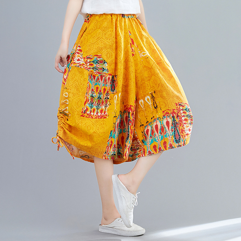 Title 3, Cotton And Linen Ethnic Print Cropped Wide-leg ...