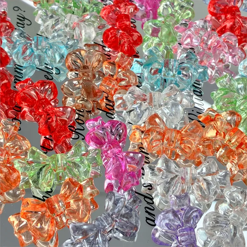 Clear Acrylic Bow Beads, Transparent Ribbon Charms