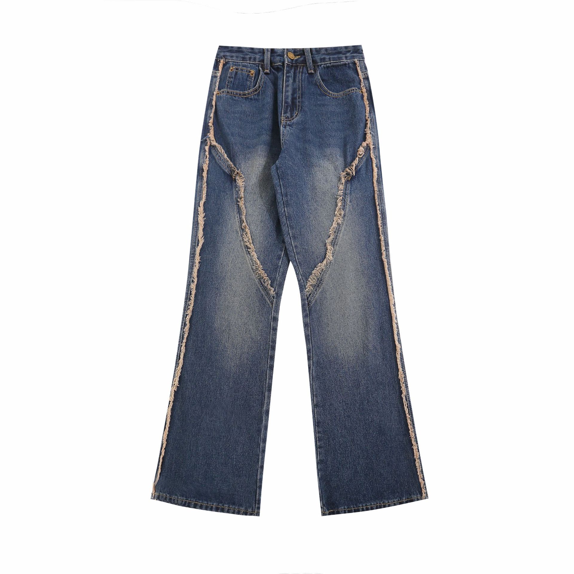 Washed And Worn Casual Loose Straight Jeans