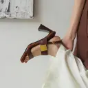 Women's Handmade Full-Grain Sheepskin Block Heel Sandals, Square-Toe Slingback Heels With Pigskin Lining & Non-Slip TPR Sole view 10