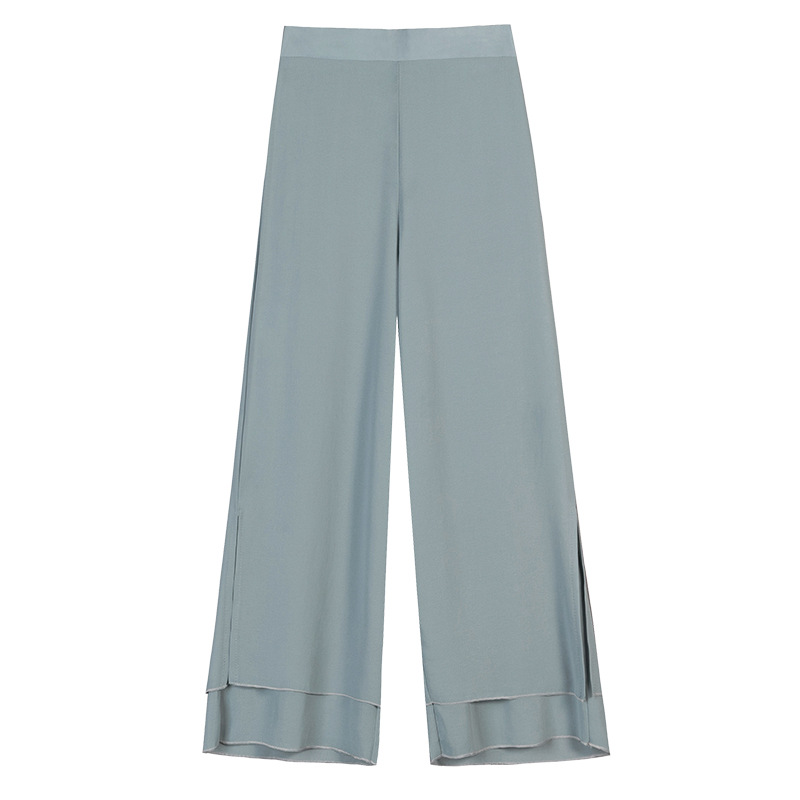 High Waist Loose Ninth Hakama Pants Drape Chiffon Wide Leg Hakama Women Grey - Shop at LoveMi