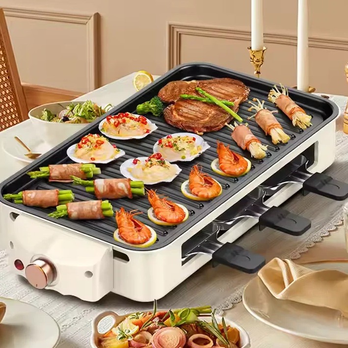 1500W Electric Barbecue Grill 2 In 1 Indoor BBQ Griddle Hot Plate Smokeless - photo 3