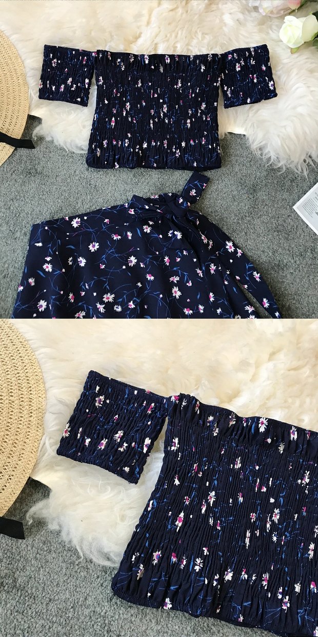 A Seaside Two-piece Tube Top Short Collar