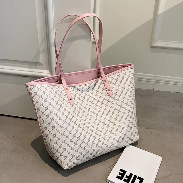 Handbag For Women Trends Brand Designer Striped Shopper Shoulder Shopping Bag Pink - Shop at LoveMi