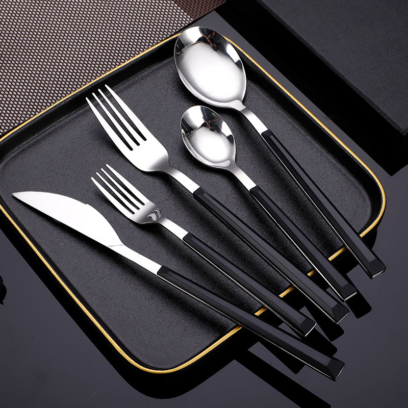 Plastic Handle Knife Fork Spoon Simple Tableware