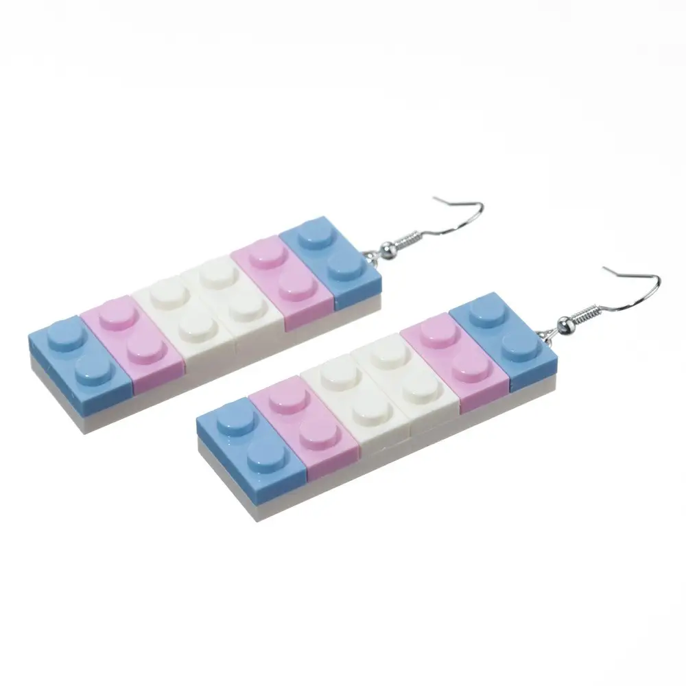 Six Color Rainbow Building Block Earrings