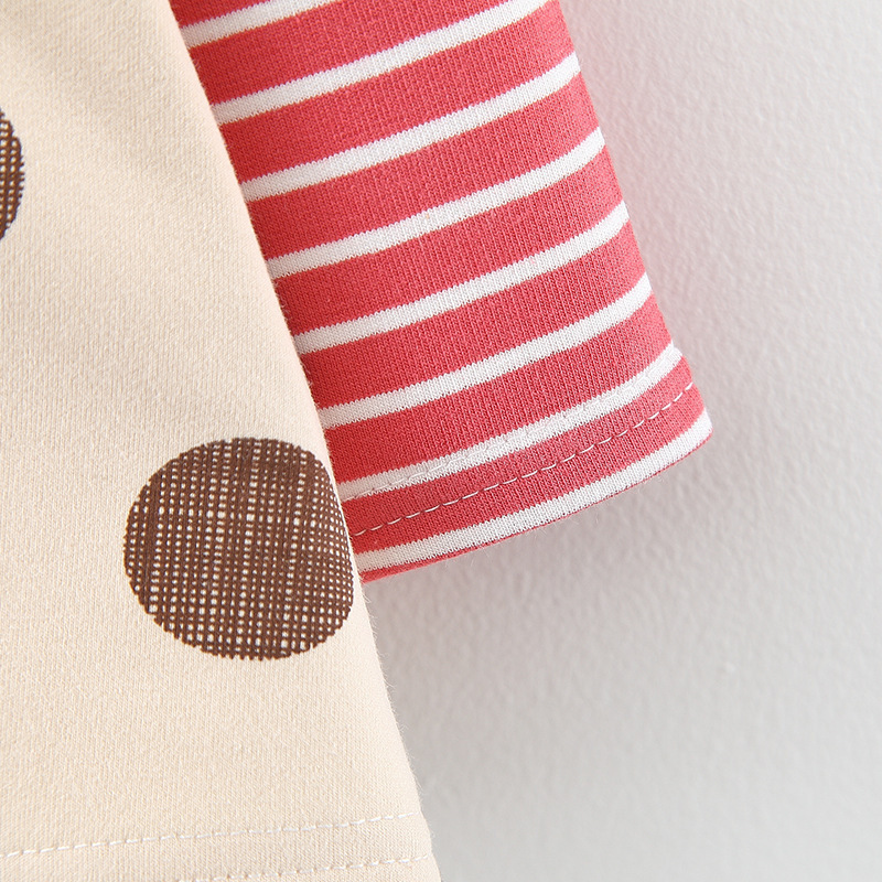 Children's Solid Color Stripes Splicing Sling Dots Fake Two-piece Skirt - Image 6