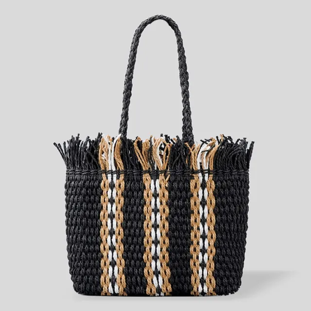 Handwoven Large Capacity Beach Tote Bag Black - Shop at LoveMi