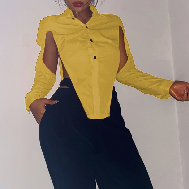 Ladies Fashion Personality Cutout Long Sleeve Shirt