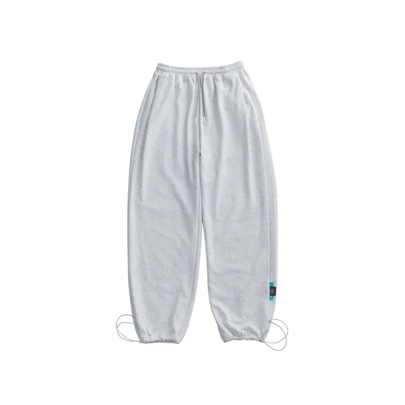 Solid Color Casual Loose Drawstring Sweatpants - Flower Grey