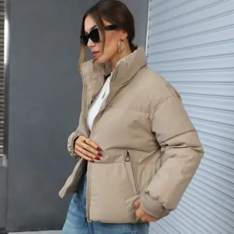 Fashion Style Bread Coat Women's Solid Color Stand Collar