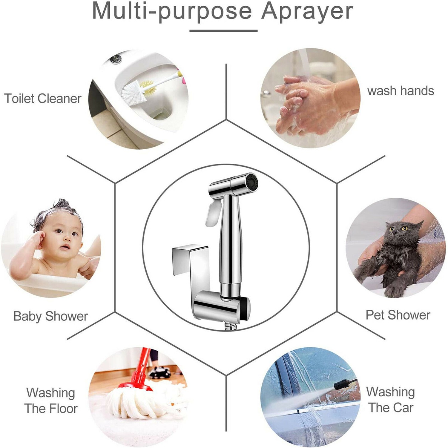 Handheld Shower Head Bidet Attachment - Bathroom Hose Kit & Shattaf Adapter — image 4