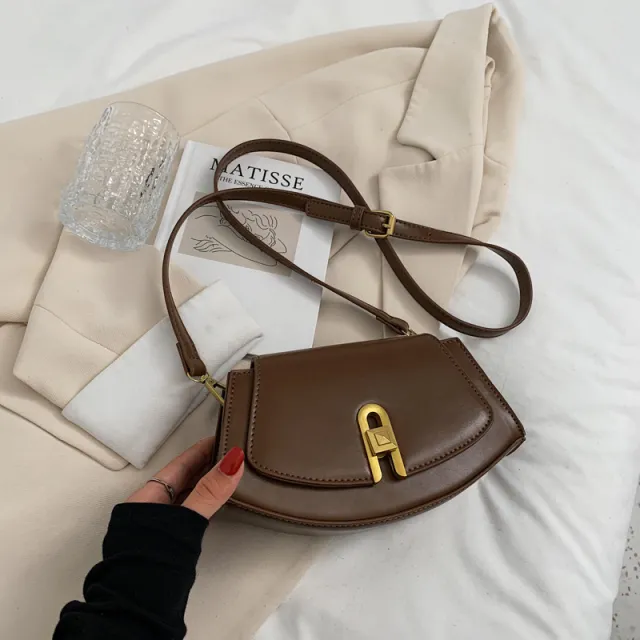New Popular Solid Color Western Style One shoulder Messenger Bag Brown - Shop at LoveMi