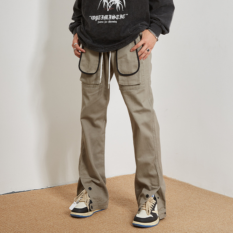 Large Pocket Breasted Casual Working Pants