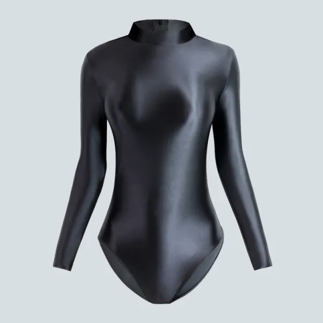 Skinny Silky Glossy High cut Swimsuit Black - Shop at LoveMi