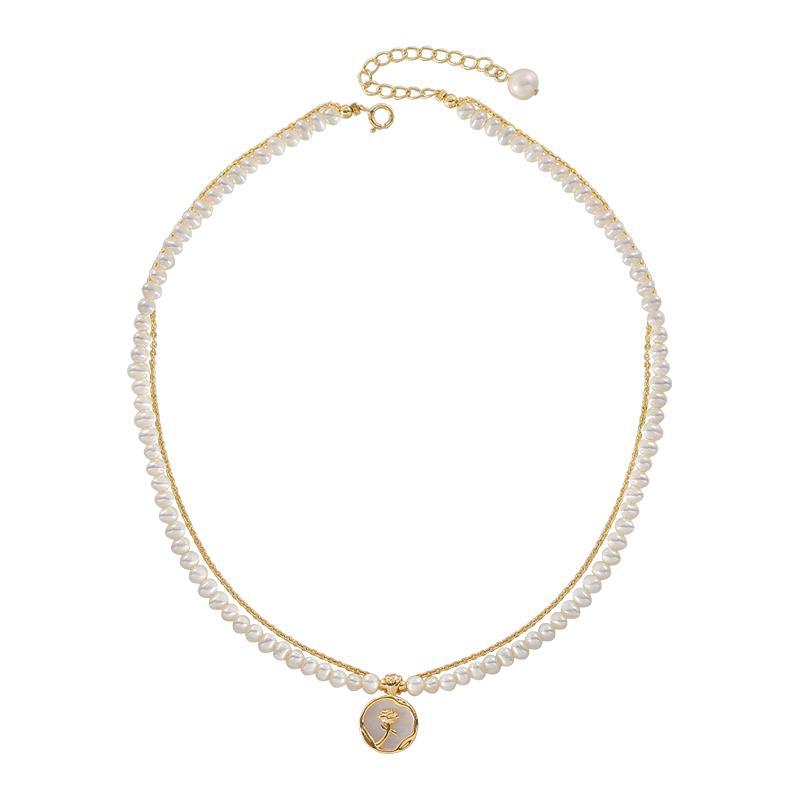 Elegant All-match Rose Flower Double Layer Necklace
