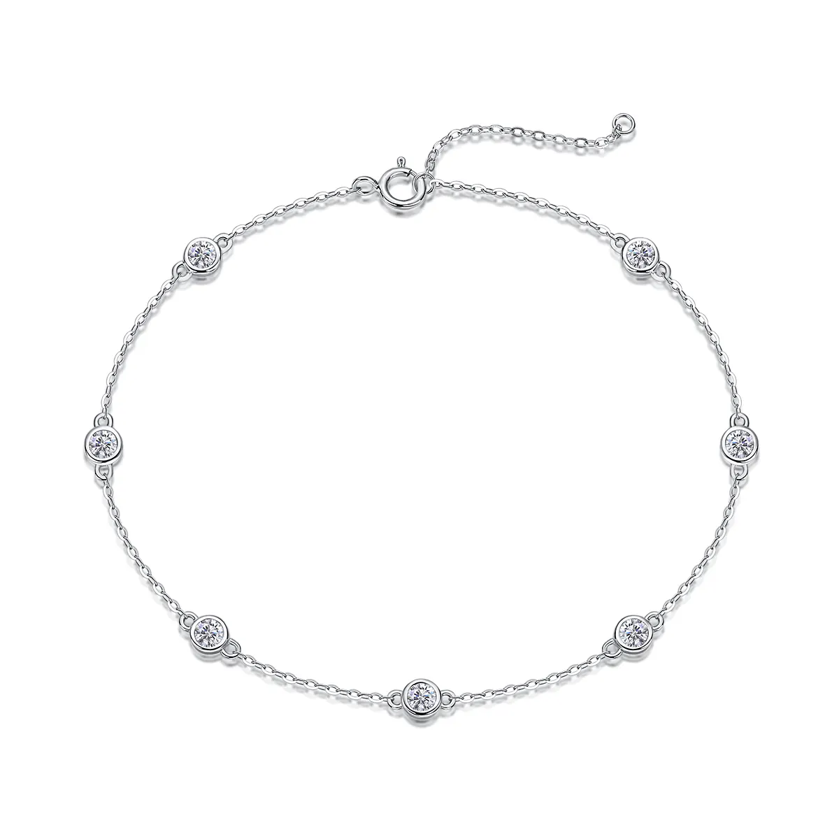 S925 Silver 1.4g Moissanite Bracelet, 3mm D