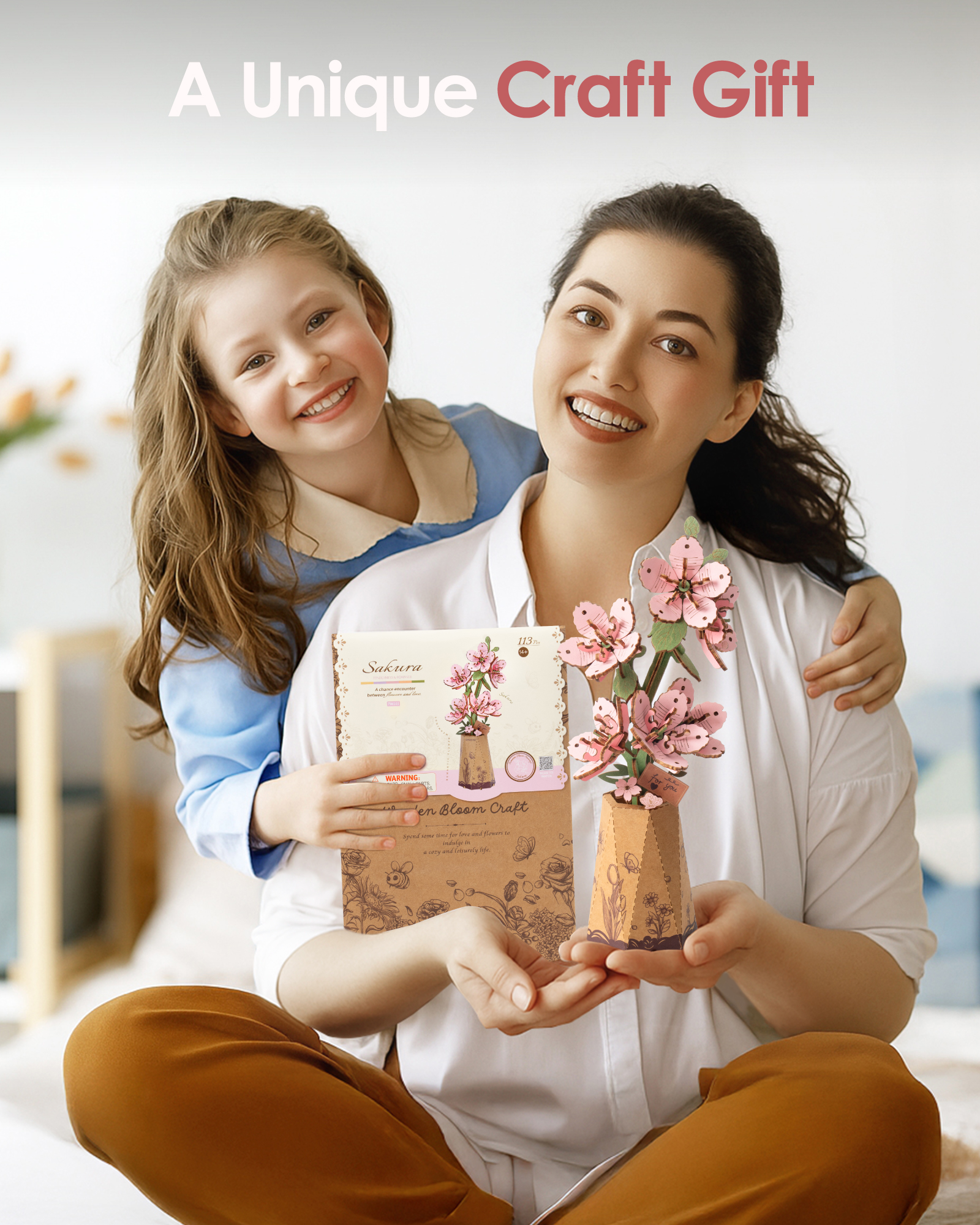 Rowood 3D Wooden Rose Bouquet - DIY Adjustable Flower Model Kit, No Glue Required, Suitable For Adults' Home And Table Decorations, Suitable For Adults And Teens, A Valentine's Day Gift For Women