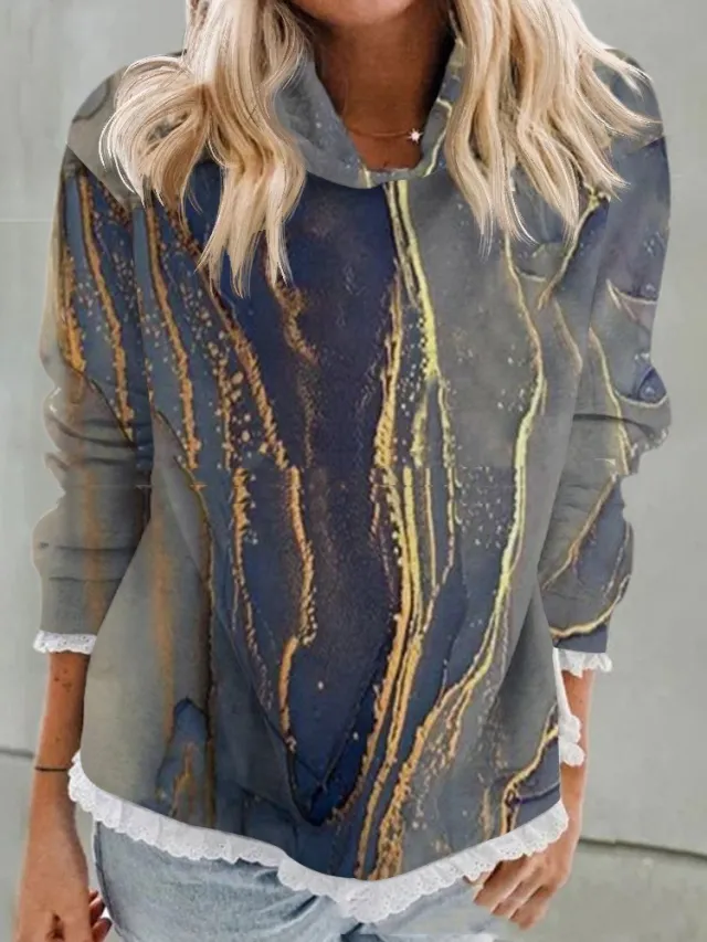 Abstract Printing Hooded Long Sleeve Sweater Style 3 Xxl - Shop at LoveMi